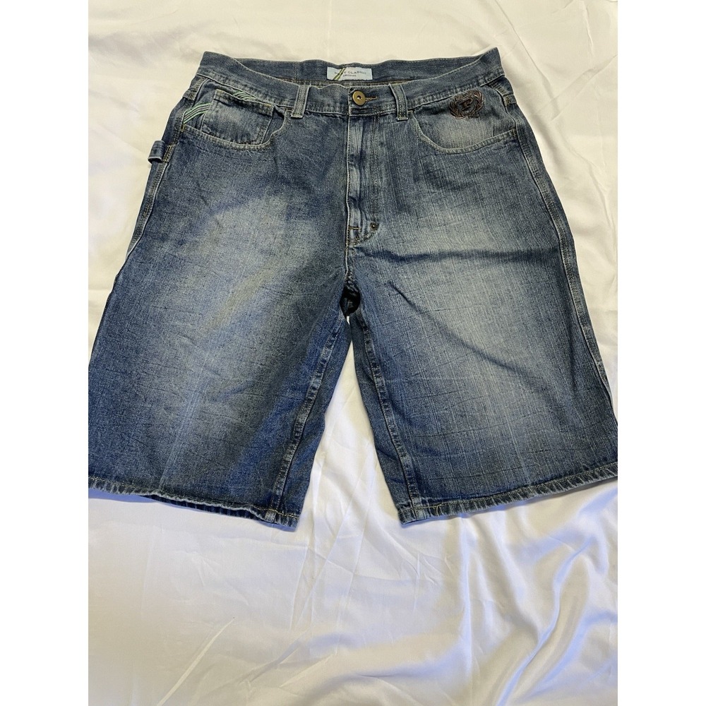 Vtg 90's Y2K Phat Farm Classics Blue Jean Denim Baggy Shorts 36x14.5